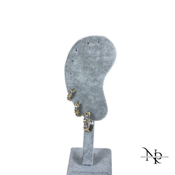 Silver ve Gold Detaylı Küpe Kombini Set