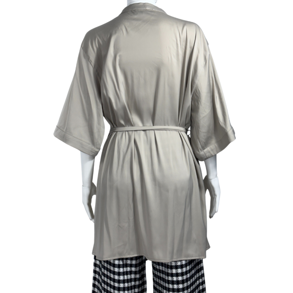 Bej Saten Kimono Gecelik