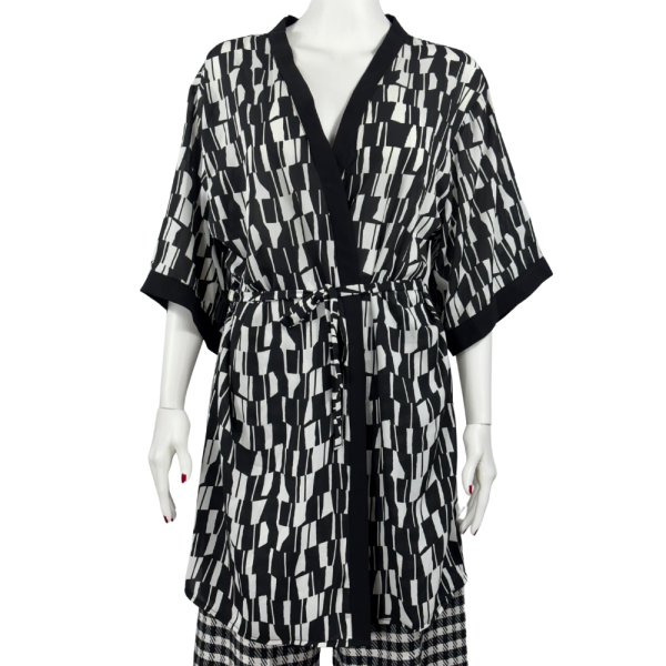 Siyah Saten Kimono Gecelik Standart Beden