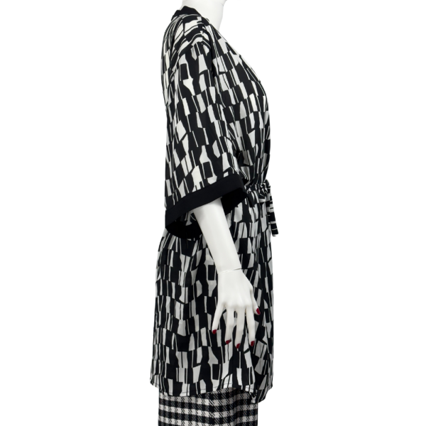 Siyah Saten Kimono Gecelik Standart Beden